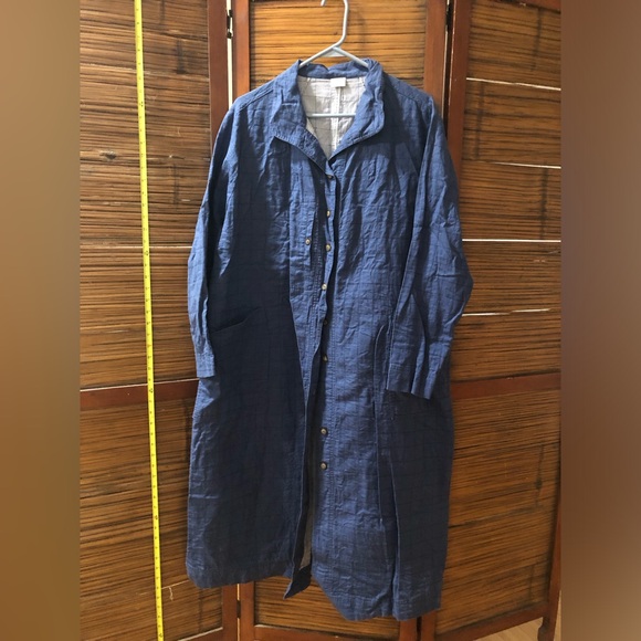 POETRY Blue Quilted Cotton Duster with Pockets - Picture 1 of 5
